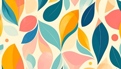 Colorful abstract leaf pattern on white.
