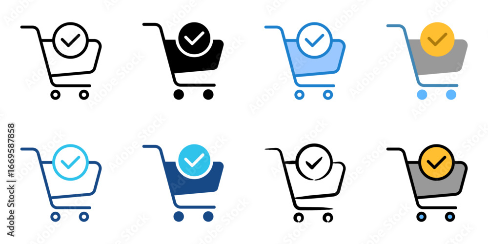 Poster checkout icon set multiple style collection