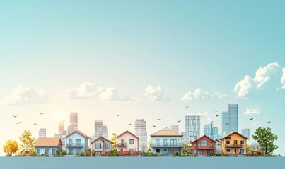 Obraz premium Illustrative concept of the housing market, showcasing residential real estate development, property investment growth, and the upward trend in housing sales and prices, Generative AI