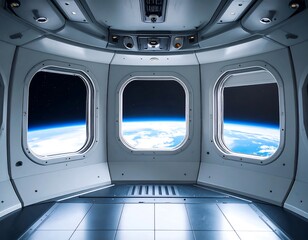 Spacecraft interior with Earth view