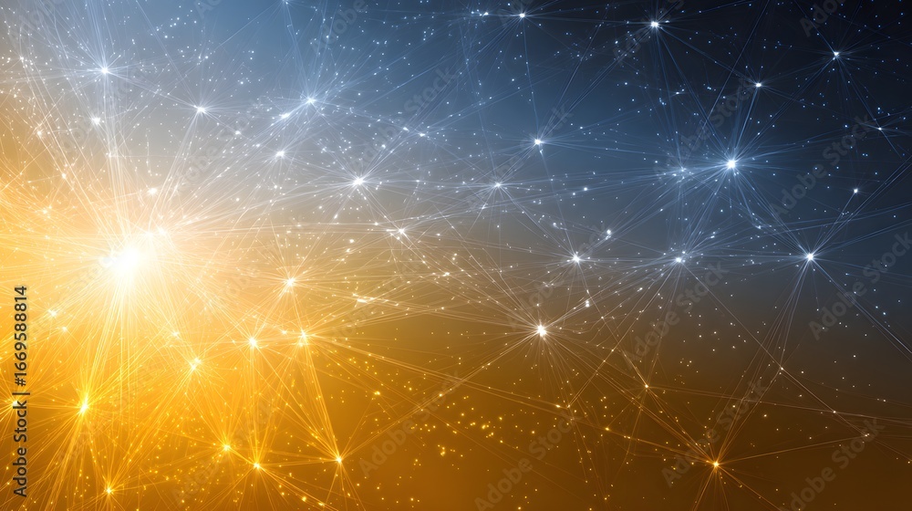 Poster abstract cybernetic background with glowing ai neural network lines and futuristic gradient backdrop