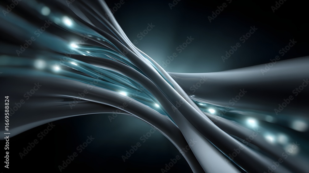 Poster abstract cybernetic background with glowing ai neural network lines and futuristic gradient backdrop