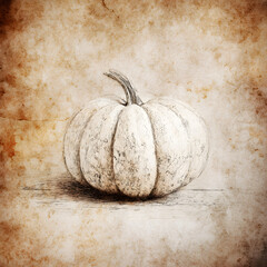 A beautifully detailed ink drawing of a pumpkin, evoking nostalgia and warmth.