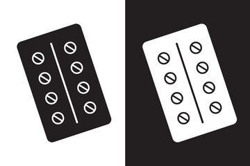 Pill blister pack icon for logo, vector sign symbol for design