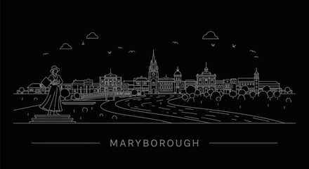 Obraz premium Maryborough Australia skyline illustration art.