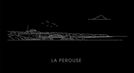 Naklejka premium La Perouse line art Coast silhouette Minimal.