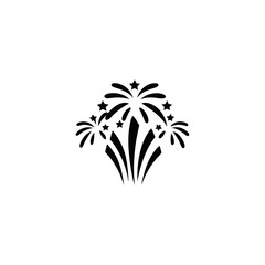 Obraz premium Silhouette of Fireworks Exploding – Minimal Outline Celebration, Festive, Party and Holiday Vector Illustration