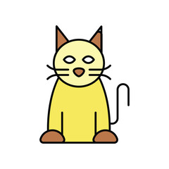 Black cat color line icon with white background vector stock illustration