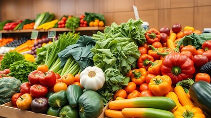 Fresh colorful vegetables neatly displayed, highlighting natural abundance and healthy living.