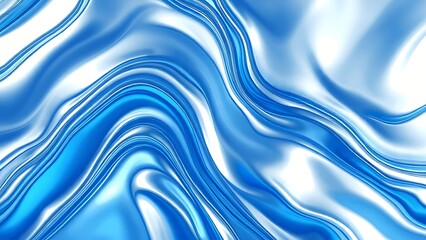 Abstract tech background with flowing liquid metal texture in blue and silver tones.