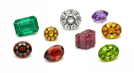 Collection of Precious and Semi-Precious Gemstones Including Diamonds Emeralds and Various Cuts