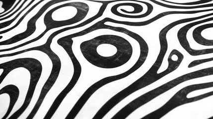 Monochrome Abstract Art: A Captivating Optical Illusion of Swirling Lines and Shapes