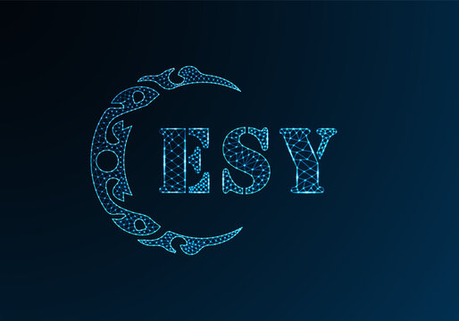 Low poly letter logo ESY design. ESY letter logo low poly vector design on blue color gradient background. ESY logo low poly design