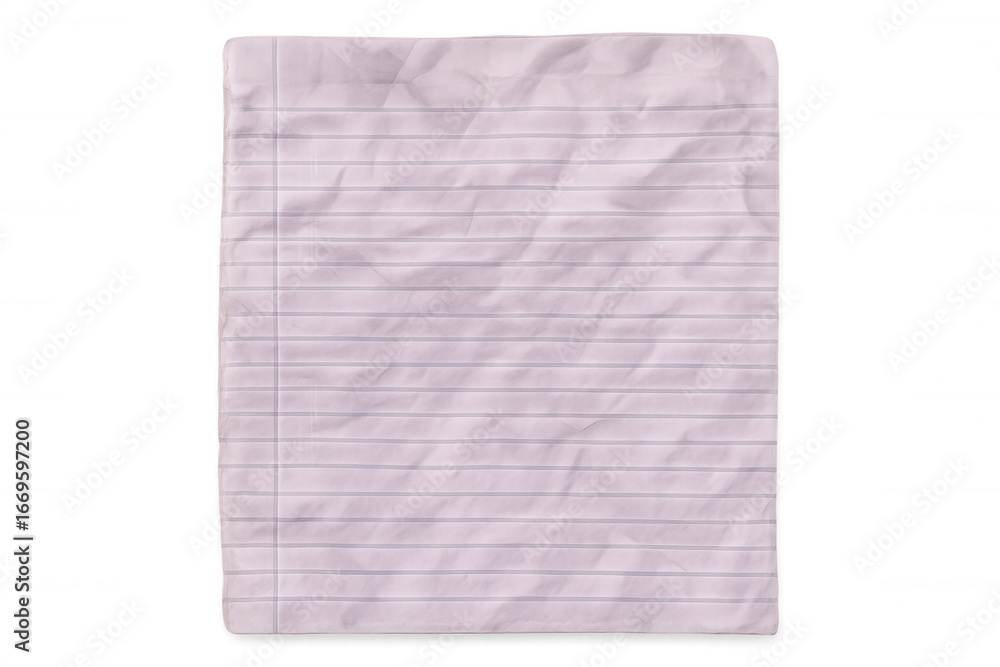 Poster crumpled sheet of lined paper isolated on transparent background, ready for your message or design