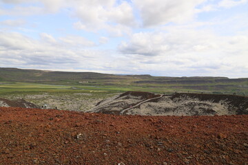 Iceland-Grábrók is a 170 meter high cinder crater rising northeast of Hredavatn