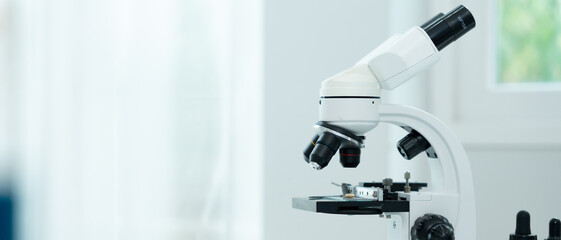 Scientist analyze biochemical samples in advanced scientific laboratory. Medical professional use...
