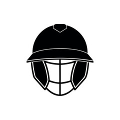Fototapeta premium Detailed Black and White Cricket Helmet Illustration for Sporting Goods Design Silhouette vector