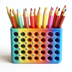 Naklejka premium Colorful pencil holder with rainbow gradient (1)