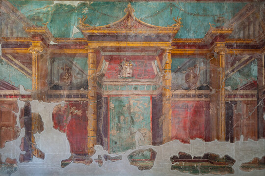 Villa di Poppea (Villa Poppaea), ruins of a seaside Roman villa in the Pompeian suburban area of Oplontis, buried under the ashes of mount Vesuvio in