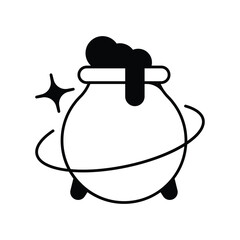 Cauldron glyph icon with white background vector stock illustration
