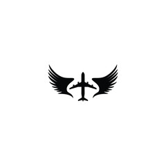 air plane wing logo. vector illustration of airplane and wings for icon, symbol or logo