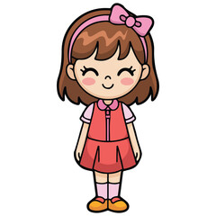 Little schoolgirl with backpack education theme vector illustration