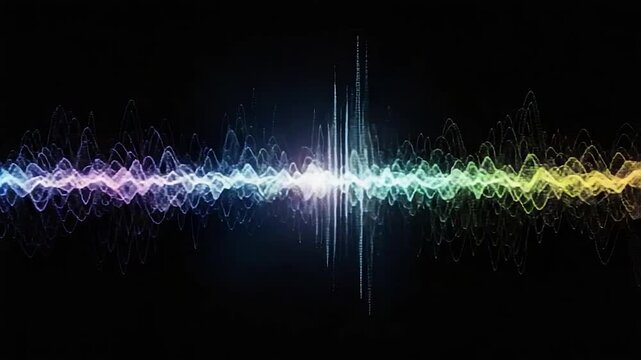 Colorful Sound Wave Visualization on Black Background.