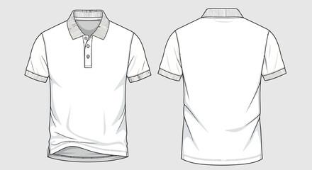 White Polo Shirt - Front and Back View A Versatile Apparel Essential for Men's Wardrobe, Showcasing Classic Design and Timeless Style