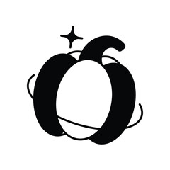 Pumpkin glyph icon with white background vector stock illustration