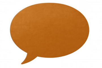 Bright orange speech bubble symbolizing communication, dialogue against transparent backdrop