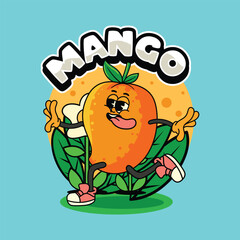 Cute walking Mango Fruit character illustration