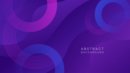 Abstract purple gradient background with circular neon shapes in pink and blue. Stylish modern design for creative posters, digital banners, and futuristic branding.