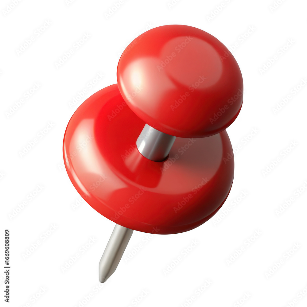 Poster 3d red push pin isolated on transparent background