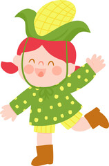 Cute Thanksgiving Girl in Corn Hat