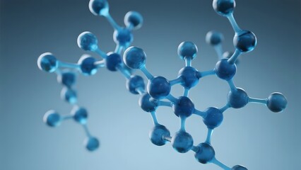 Blue Molecular Structure Floating in Space