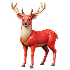 Obraz premium 3d stylized red deer with antlers isolated on transparent background