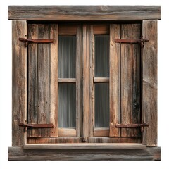 Rustic wooden window with shutters (3)