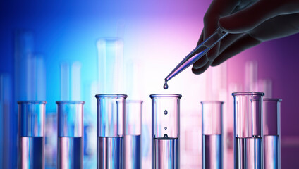 Test tubes in the laboratory with pipette - 3D illustration