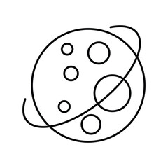 Full moon line icon with white background vector stock illustration