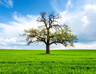 Fototapeta premium Single Tree in a Green Field