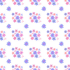 Seamless pattern minimalist repeating background with flowers. Fabric wallpaper print texture. Perfectly for backdrop, wrapped paper, linen.