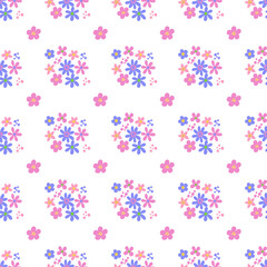 Seamless pattern minimalist repeating background with flowers. Fabric wallpaper print texture. Perfectly for backdrop, wrapped paper, linen.
