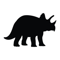 Triceratops dinosaur silhouette vector illustration prehistoric animal herbivore fossil isolated on white