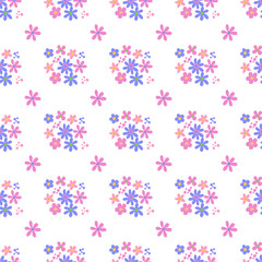 Seamless pattern minimalist repeating background with flowers. Fabric wallpaper print texture. Perfectly for backdrop, wrapped paper, linen.