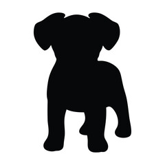 Black puppy silhouette vector illustration for pet lovers and dog breed enthusiasts design needs