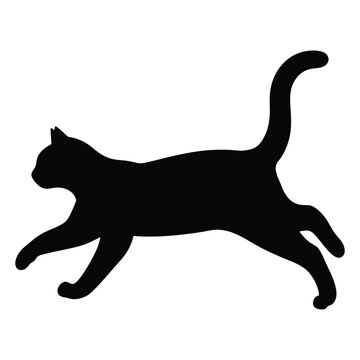 Black cat running silhouette vector illustration for pet lovers and graphic design projects needs now