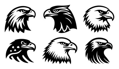 Black and White Eagle Head Illustrations for Graphic Design Projects