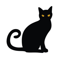 Black cat illustration vector graphics halloween spooky feline pet animal silhouette design art