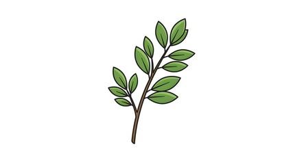Obraz premium Detailed illustration of a leafy green branch with multiple leaves, symbolizing nature, growth, environmental health, sustainability, organic life, natural beauty, and the importance of preserving our