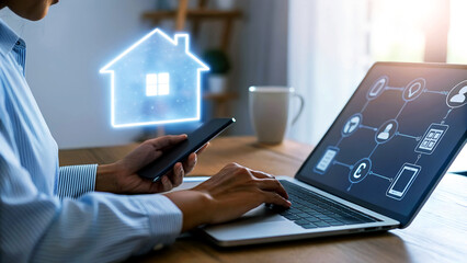 Seamlessly manage your smart home ecosystem with intuitive app control on phone and laptop